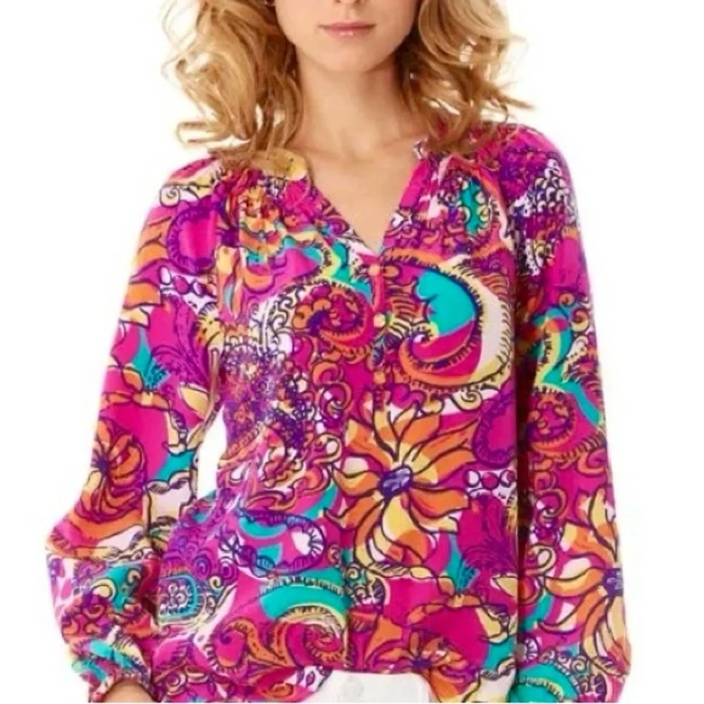 LILLY PULITZER Elsa Silk Blouse - Picture 12 of 13